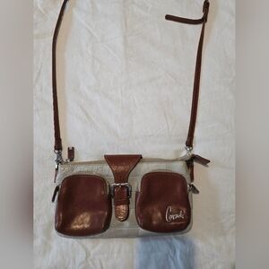 Brown and Cream Crossbody Bag